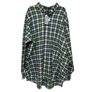 Polo Ralph Lauren Performance Flannel Green Plaid Button-Down Shirt Size 3XLT